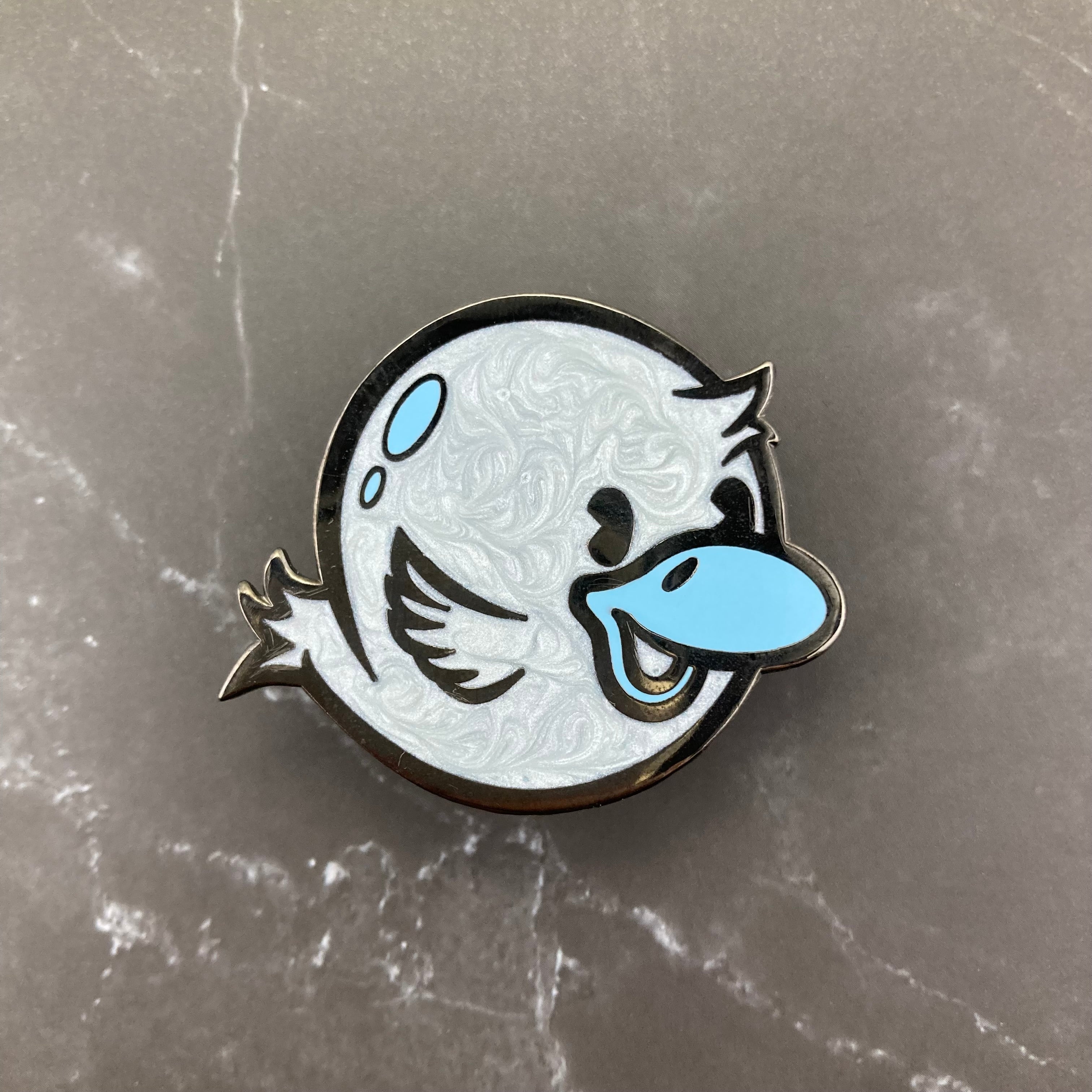 Ghost dressed as a bird in a blue and white colorway 