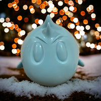 Soft vinyl figure of a ghost while is baby blue in color. Approx 4 inches in height.