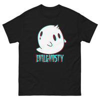 Black teeshirt with ghost logo and text "EVILGHOSTY" on it.